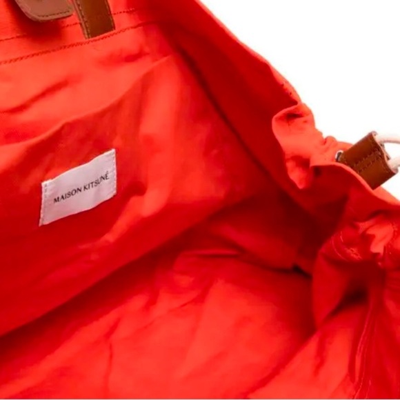 MAISON KITSUNE Orange Surf Drawstring Top Tote Bag - Picture 5 of 12